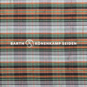 3090B-430 Doupion silk checked grey orange 115g 137cm