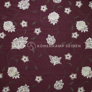 3065M-104 Doupion silk with ornate embroidery red off-white 140g 140cm