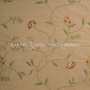 3065M-107 Doupion silk with ornate embroidery beige gold 140g 140cm