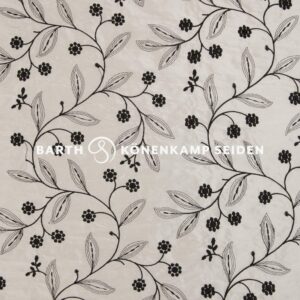 3065M-108 Doupion silk with ornate embroidery white black 140g 140cm