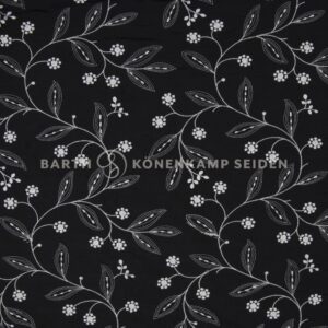 3065M-109 Doupion silk with ornate embroidery black white 140g 140cm
