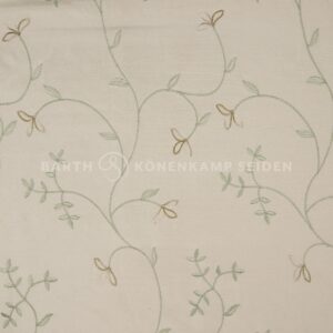3065M-81 Doupion silk with ornate embroidery off-white green 140g 140cm