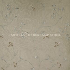 3065M-82 Doupion silk with ornate embroidery olive green 140g 140cm