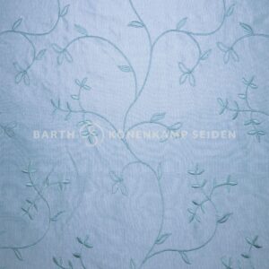 3065M-84 Doupion silk with ornate embroidery blue turquoise 140g 140cm