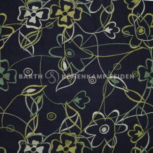 3065M-94 Doupion silk with ornate embroidery black green 140g 140cm