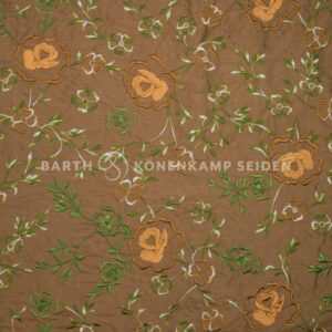 3065M-95 Doupion silk with ornate embroidery brown orange 140g 140cm